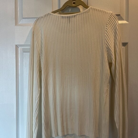 White House Black Market Ribbed Knit Fitted Sweater.  White.  Size: Large . NWT - Picture 2 of 6
